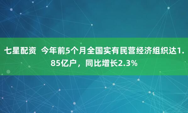 七星配资  今年前5个月全国实有民营经济组织达1.85亿户，同比增长2.3%