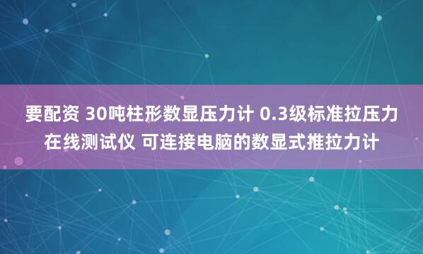 要配资 30吨柱形数显压力计 0.3级标准拉压力在线测试仪 可连接电脑的数显式推拉力计